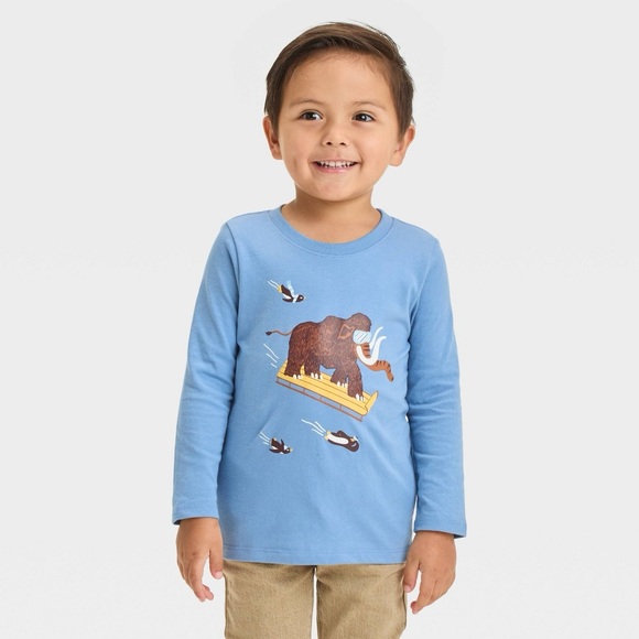 Toddler Boys' Long Sleeve Sledding Mammoth Graphic T-Shirt - Cat & Jack™ Blue - Picture 1 of 1